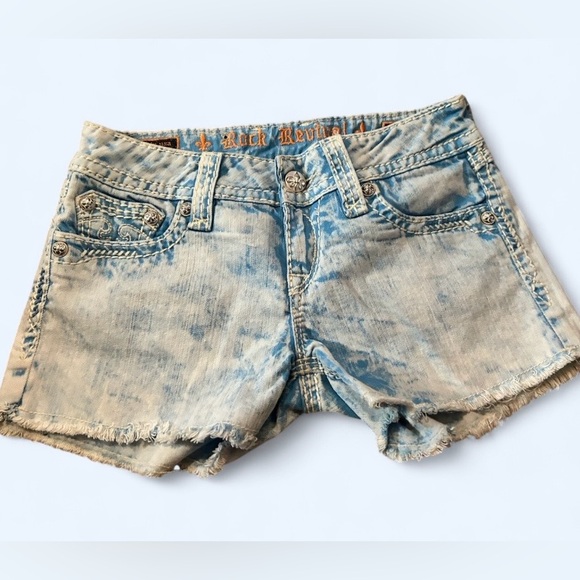 Rock Revival Pants - Rock Revival Jacklyn Acid Wash Cutoff Denim Shorts Size 27